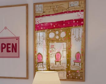 Beauty Salon Poster, Nägel & Haare Handgezeichnete Skizze Trendy Kunstdruck, Maniküre Künstler Small Business Wandkunst, Kokette Rosa Ästhetischer Dekor