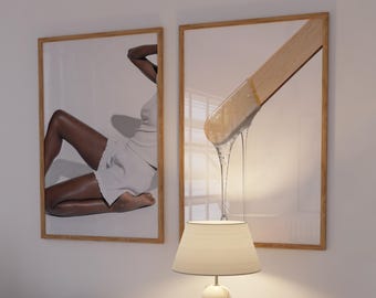Wachsende Künstlerdrucke, schwarzer Kosmetika Schönheitssalon Wandkunst, minimalistisches Wachs-Poster für kleine Unternehmen, einfarbiges ästhetisches Dekor - 2er-Set