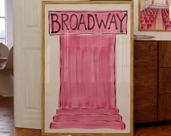 Broadway Kunstdruck, Performer Hand gezeichnete Malerei Wandkunst, New York Musical Theater Skizze Studentenwohnheim Zimmer Poster, rosa Theater Haus Dekor