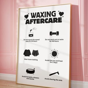 Wachsende Nachsorge-Anleitung Poster, Kosmetikerin Beauty Salon Wandkunst, Schwarze Wachs Künstler Small Business Art Print, Minimalistische Moderne Dekoration