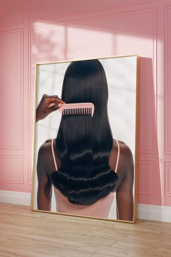 Hairstylist Photography Art Print, Black Woman Hair & Beauty Salon Wall Art, Editorial Minimalist Small Business Poster Aesthetic Decor
