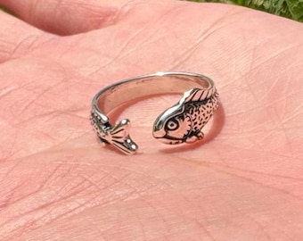 Fish Ring - Adjustable Ring Minimalist Fish Ring, Handmade in Small Batches, Size 5 to 8
