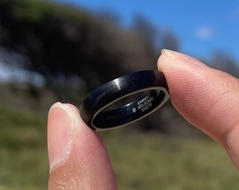 Black Tungsten Ring - 4mm Classic Comfort Fit Band, Durable Men’s Wedding Ring, Minimalist Jewelry, Gift for Him, Kaho'olawe Collection
