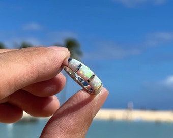 Opal Ring / Opal White Ring / Sterling Silver Ring / October Birthstone Ring, White Fire Opal, Birthstone, 925 Sterling Silver