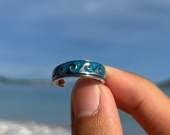 Blue Wave Toering, 925 Sterling Silver Toe ring, Adjustable Toering, Hawaii, Nickel Free, Lead Free, Hypoallergenic