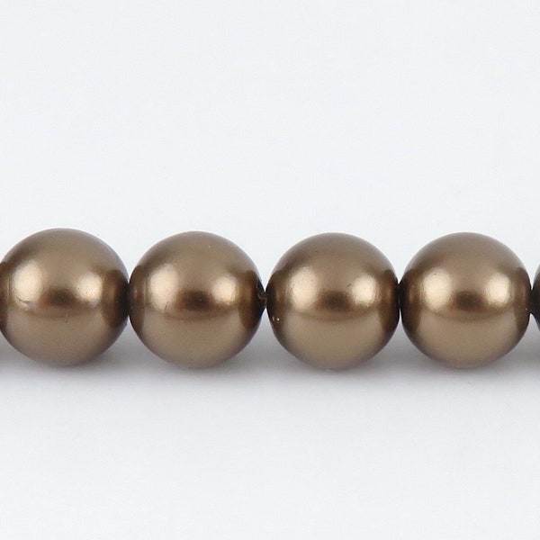 Brown Shell Pearl Smooth Round Beads Center Drilled Natural Wholesale Bulk Lot Available 8mm 10mm Full Strand Chocolate Pearls