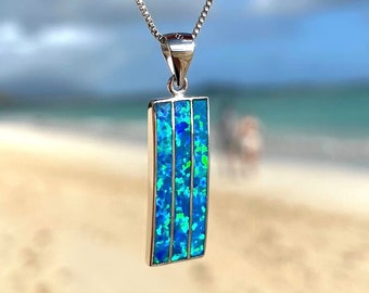 Ciondolo rettangolare in argento sterling con opale verde - Italia