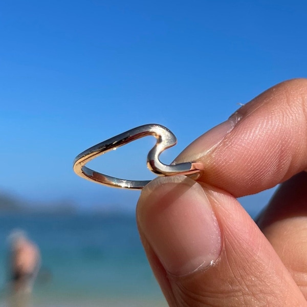 Wave Ring, Silver Surfer's Wave Ring, Gift under 10, Gift for Her Stackable Ring