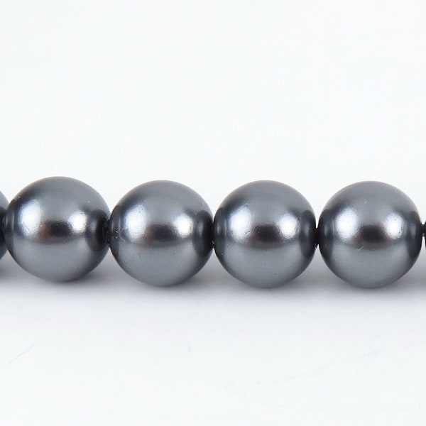 Black Gray Shell Pearl Smooth Round Beads Center Drilled Natural Wholesale Bulk Lot Available 8mm 10mm Full Strand