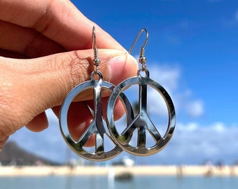 Peace Earrings, Stainless Steel Earrings, Tarnish Resistant Laser-Cut Sun Shaped Earrings, Gift Under 10