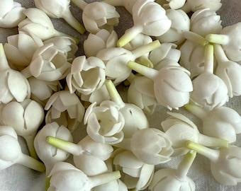 Half Bloomed Pikake Clay Flowers, White Pikake, Bags of 25 or 50, Pikake Clay Flowers for Jewelry Making, DIY, Handmade Clay Bead, 20mm