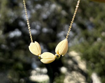 Gold Triple Pikake Floating Necklace, Gold Ball Necklace, Gold Pikake Necklace Hamilton Gold Jewelry Gifts for Her Jewelry.