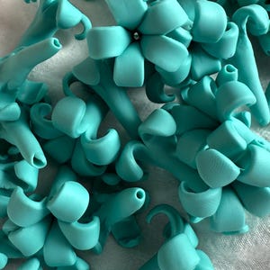Teal Blue Puakenikeni Clay Flowers, Teal Blue Flowers, Flowers Jewelry Making, DIY Flowers, Handmade Drop Resistant, Waterproof, Car Lei image 1