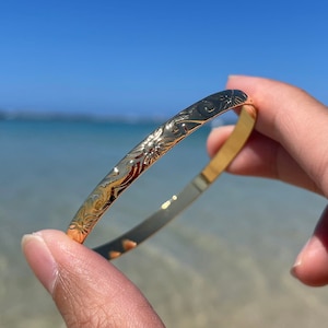 Bracelet jonc Hamilton en or, empilable, 7 jours, 7 jours, cadeau pour elle, bijoux hawaïens, 5 mm taille adulte 7" à 9"