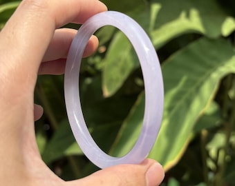 Purple Jade Bangle, Smooth, Round, Comfort fit, Minimal Bangle, 5 mm, 7.75 inch