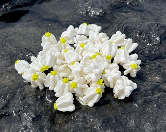 White Crown Flowers Clay Dahlia Crown Flower for Jewelry Making, Garland Flowers, DIY Jewelry Making Supplies, Jewelry Beads Supply, Car Lei