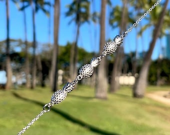 Ananas verstellbare Fußkette - 925 Sterling Silber, , Tropical, hypoallergen Schmuck Geschenk für Sie