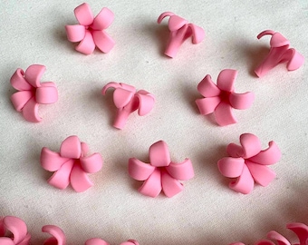 Pink Puakenikeni Clay Flowers - Waterproof Cut-Stem Version for Crafts - Durable Handmade flowers