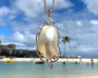 Witte schelpketting - parelmoer, glad gepolijst, eilandgeïnspireerde sieraden, perfect cadeau voor haar