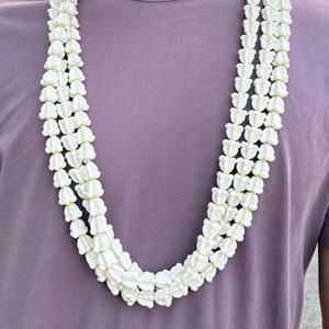 Handmade White Crown Flower Lei, Sculpted Clay Crown Flowers, ONE Piece, Hawaiian Jewelry, Welcome Lei, Homecoming Gift, Graduation Gift