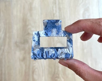 Tortoise Acetate Square Hair Clip / Multi-Colored Resin Claw Clip / Acrylic Hair Accessory 2 Colors