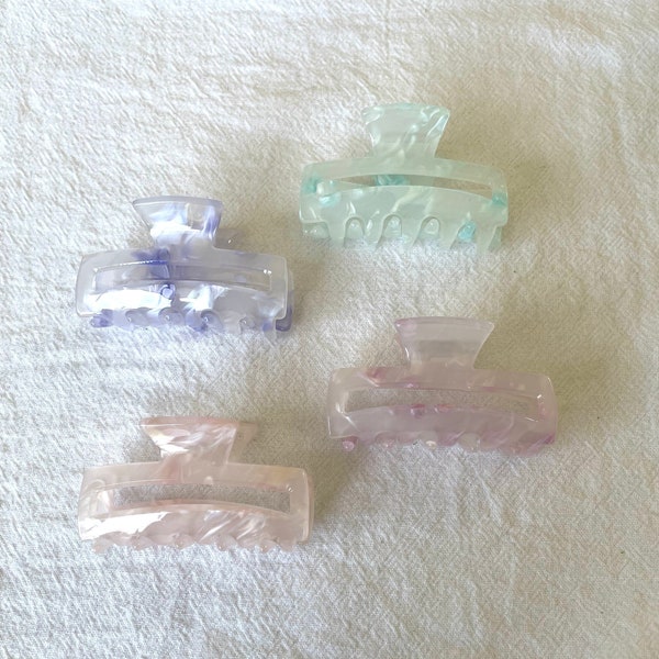 Tortoise Acetate Rectangle Hair Clip / Acetate Resin Tortoise Hair Clip / Acrylic Hair Clip 4 Colors / Classic Acetate Hair Clip