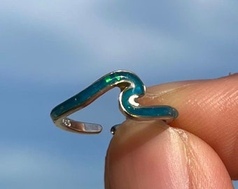 Blue Wave Toe Ring Adjustable 925 Sterling Silver Toering Hawaii, Hypoallergenic, Lead Free, Nickel Free