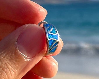 Blue Fire Opal French Clip Earrings- 925 Wavy Earrings, Perfect Gift for Her, Lanikai Blue Opal Collection