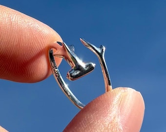 Hammerhead Shark Ring - Hawaiian Jewelry, Adjustable, Sterling Silver Color, or 18k Gold Overlay