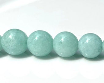 Teal Green Blue Jade Beads Smooth Round Loose Natural Gemstone Round Loose Beads Bulk Lot Options