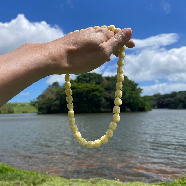 Pikake Lei Necklace, Graduation Lei, Pikake Collection, Handmade in Hawaii, Pikake Flower Beads 18" Ivory White