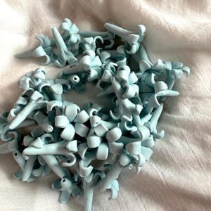 Blue Puakenikeni Clay Flowers, Light Blue Flowers, Flowers Jewelry Making, DIY Flowers,Handmade Drop Resistant, Waterproof, Car Lei image 4