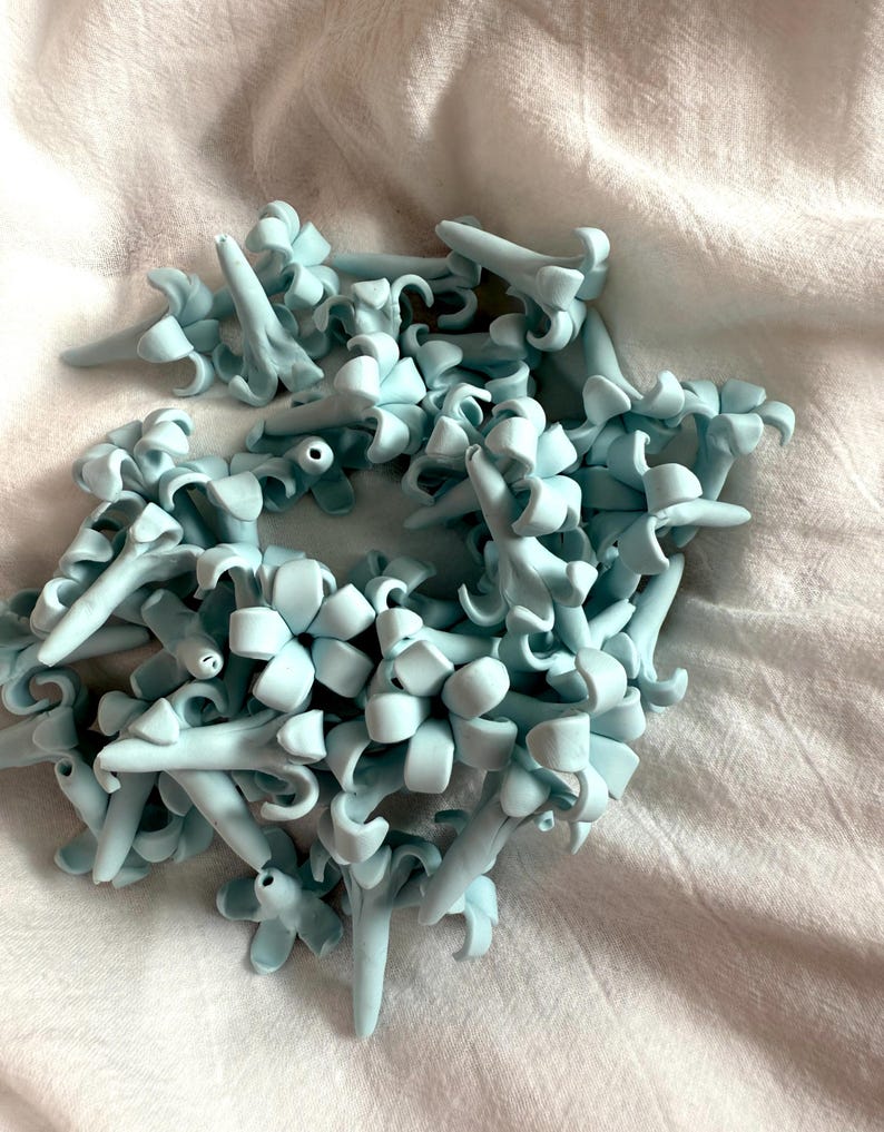 Blue Puakenikeni Clay Flowers, Light Blue Flowers, Flowers Jewelry Making, DIY Flowers,Handmade Drop Resistant, Waterproof, Car Lei image 4