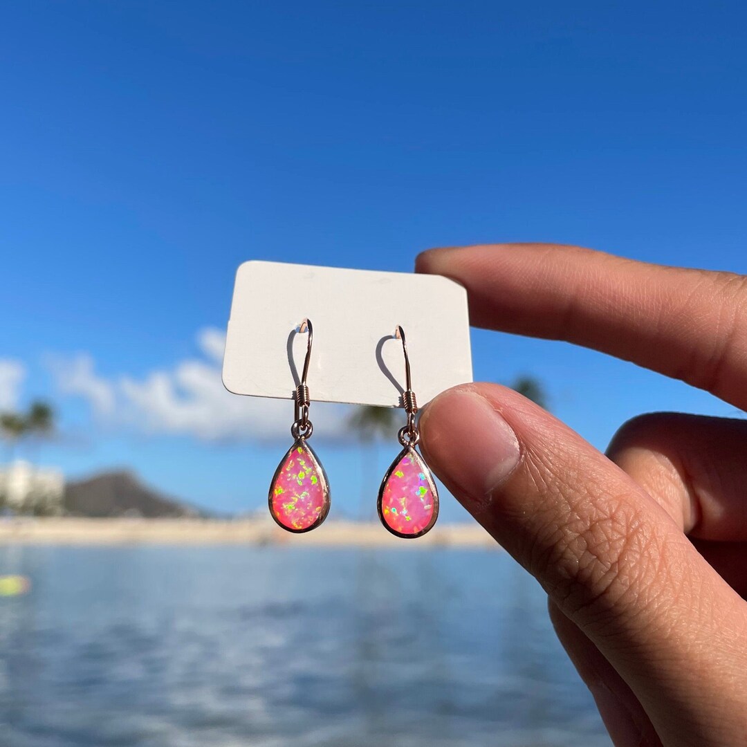 Opal Ohrringe Sterlingsilber 925 - Blau Weiß Rosa Farbwechsel Geburtsstein Ohrstecker