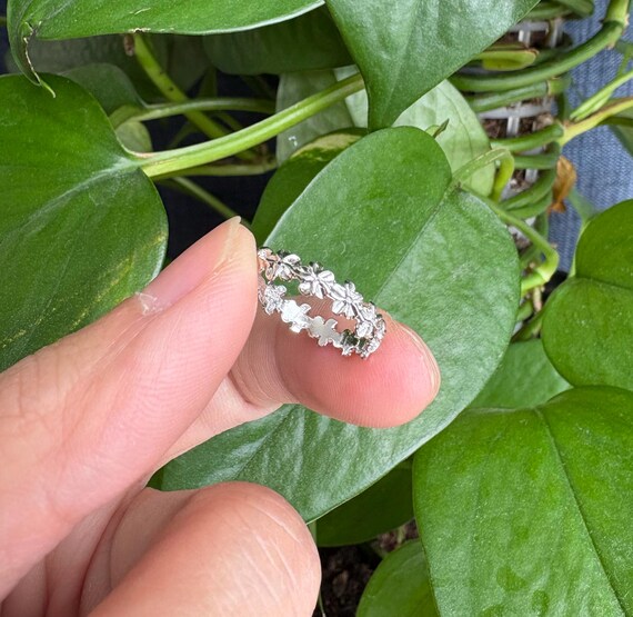 Argento Sterling Fiore Fascia Anello W/Trasparente - Foto 4