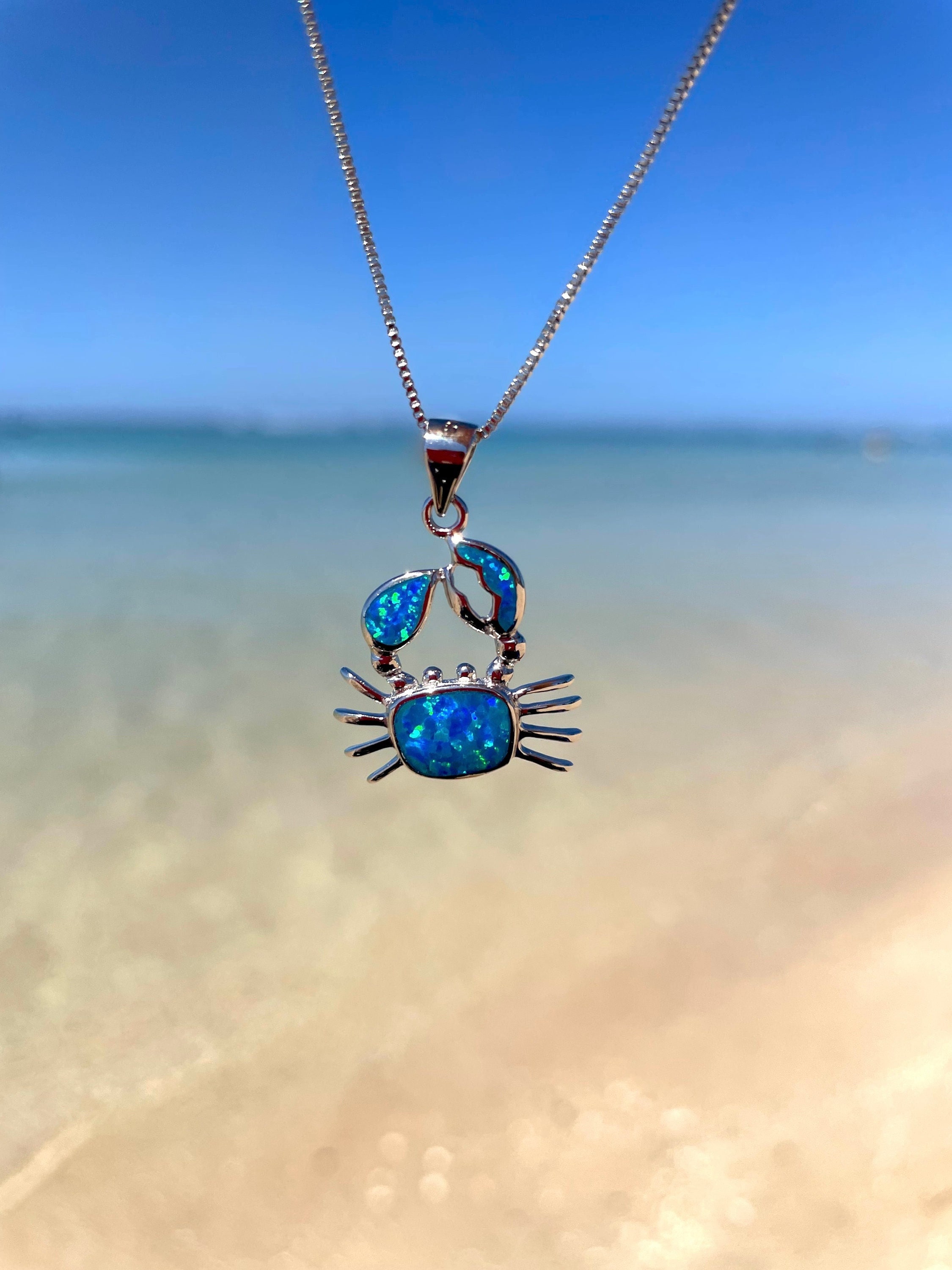 925 Sterling Silver Hawaiian Jellyfish Natural Blue Larimar Pendant