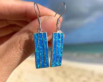 Orecchini Con Opale Blu In Argento Sterling 925 | Gioielli Twoowl Ipoallergenici Con Pietra Sintetica | Idea Regalo Per Donne
