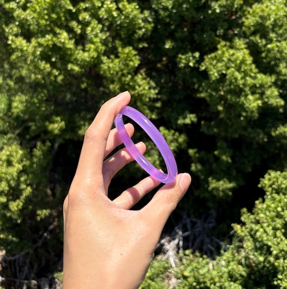 パープルの半透明翡翠バングル、滑らか、ラウンド、コンフォート