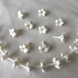 White Puakenikeni Clay Flowers, Handcrafted Flowers For Lei Making, Life-like Flowers, Hana Flowers Collection, Car Lei