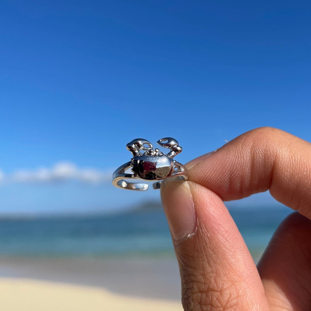 Crab Cancer Toe Ring, Crab Toering, Hawaii Crab Toe Ring, Silver Fully