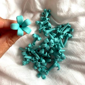 Teal Blue Puakenikeni Clay Flowers, Teal Blue Flowers, Flowers Jewelry Making, DIY Flowers, Handmade Drop Resistant, Waterproof, Car Lei image 3
