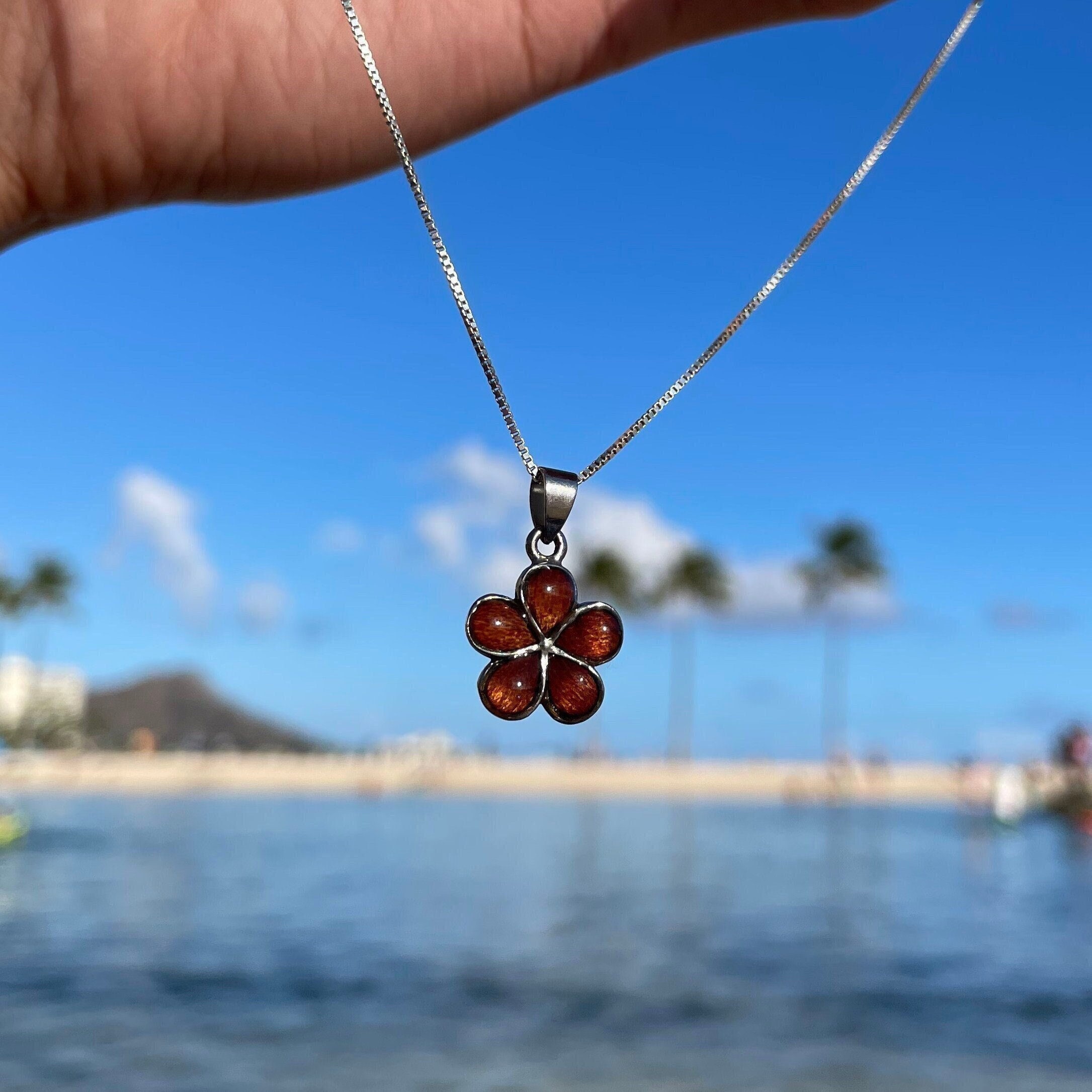 Jewelry Wooden Necklace Amazon Koa Wood Flower Necklace, Mini