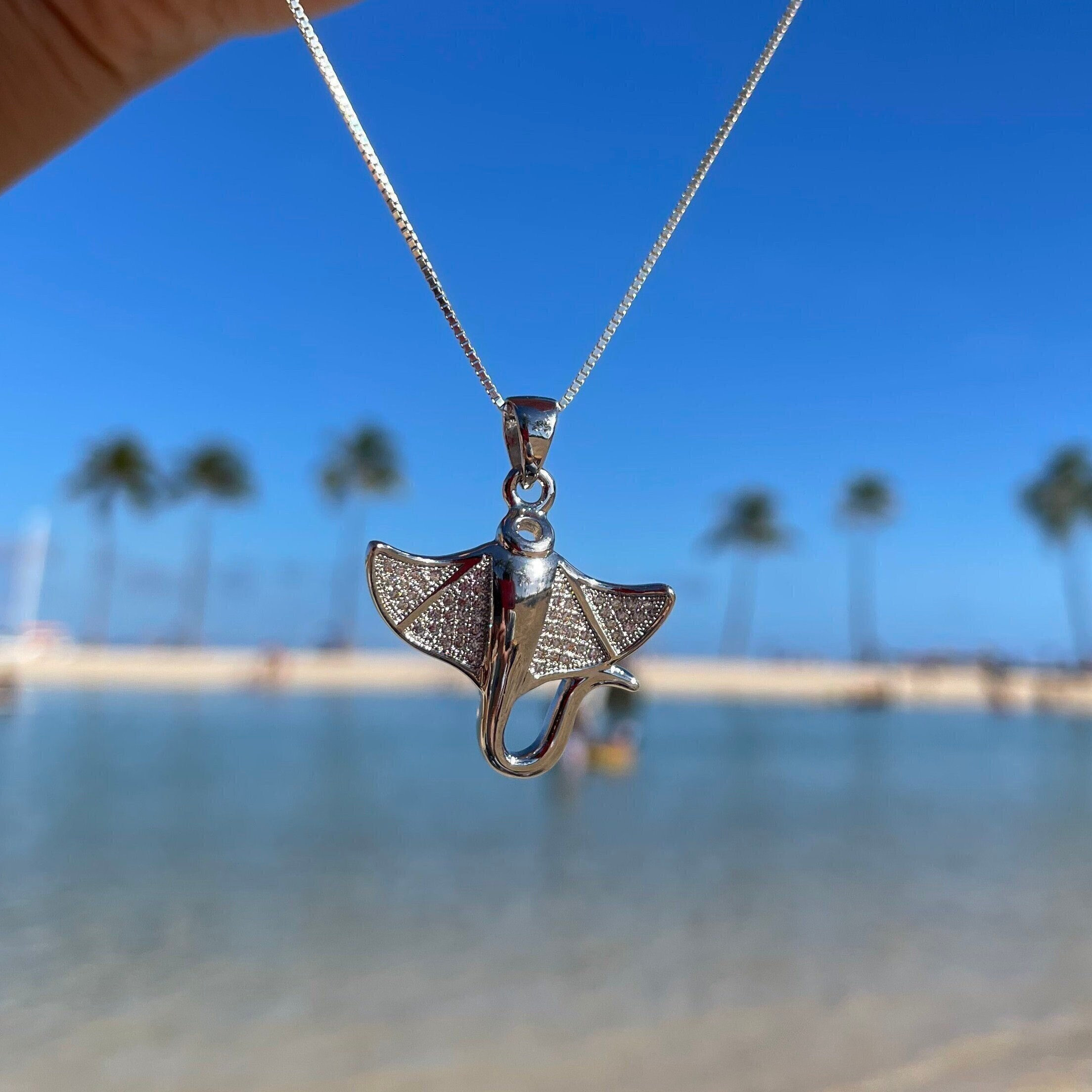 Stingray Necklace in Sterling Silver by Larimar