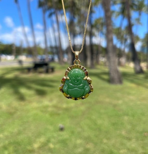 Jade Buddha Necklace, Unique Spiritual Jewelry, Perfect Gift for  Mindfulness and Zen Seekers, Adjustable Necklace, Waterproof Chain
