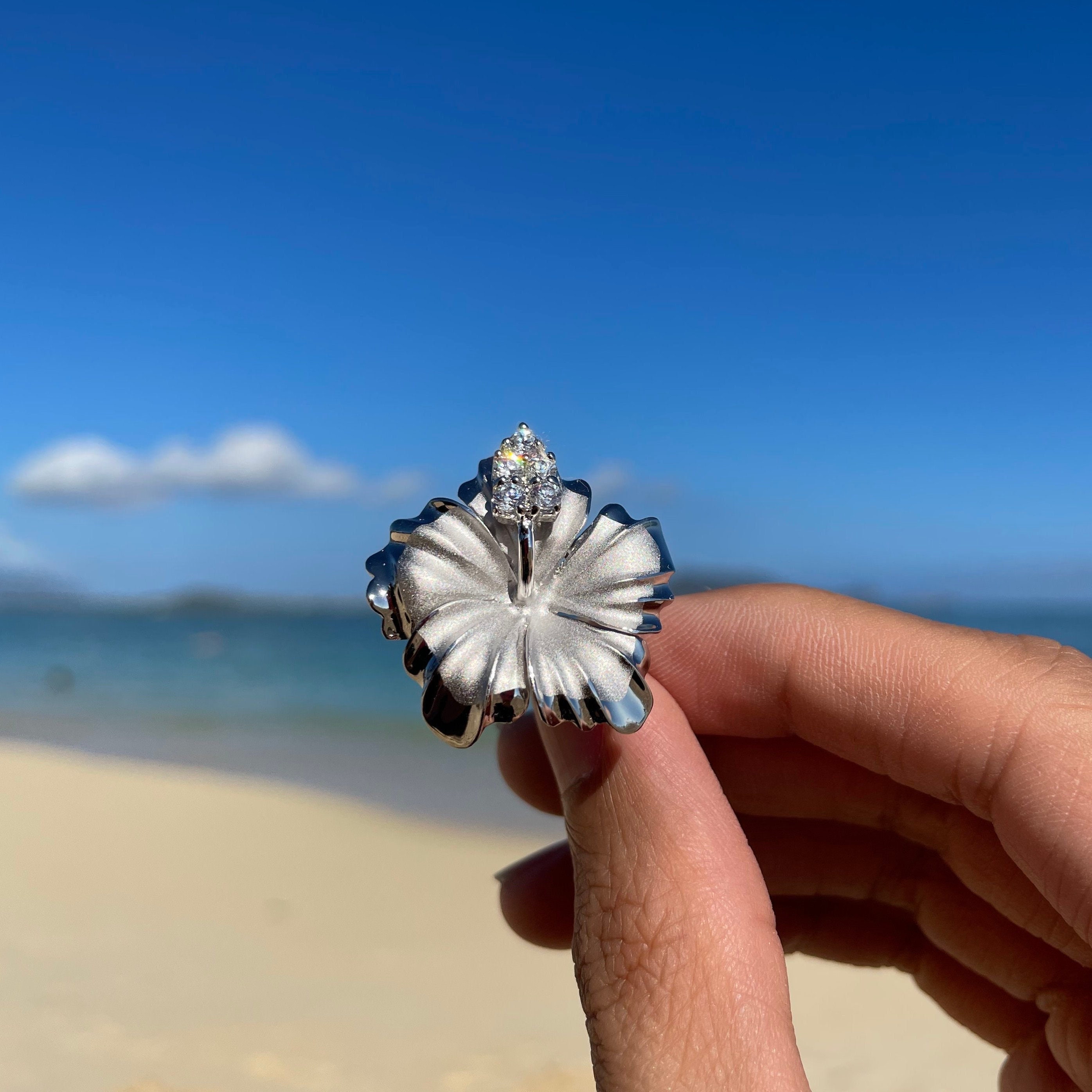 Hawaiian Hibiscus Flower Ring With CZ 925 Sterling Silver, Statement Piece Hawaiian Jewelry 24mm, Nickel Free, Lead Free, Hypoallergenic - Etsy Hawaiian Hibiscus Flower Ring With CZ 925 Sterling Silver, Statement Piece Hawaiian Jewelry 24mm, Nickel Free, Lead Free, Hypoallergenic - Etsy