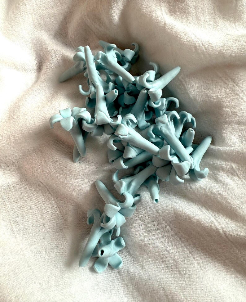 Blue Puakenikeni Clay Flowers, Light Blue Flowers, Flowers Jewelry Making, DIY Flowers,Handmade Drop Resistant, Waterproof, Car Lei image 3