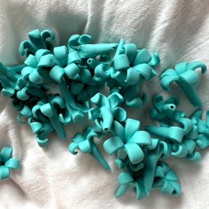 Teal Blue Puakenikeni Clay Flowers, Teal Blue Flowers, Flowers Jewelry Making, DIY Flowers, Handmade Drop Resistant, Waterproof, Car Lei image 2