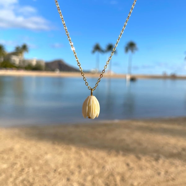 Gold Single Pikake Floating Necklace Gold Pikake Necklace Hamilton Gold Jewelry Gifts for Her Handmade Jewelry