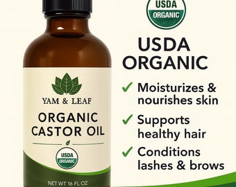 Castor Oil Organic: Cold Pressed, USDA Certified for Hair & Skin
