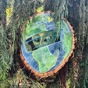 Alien painting on wood